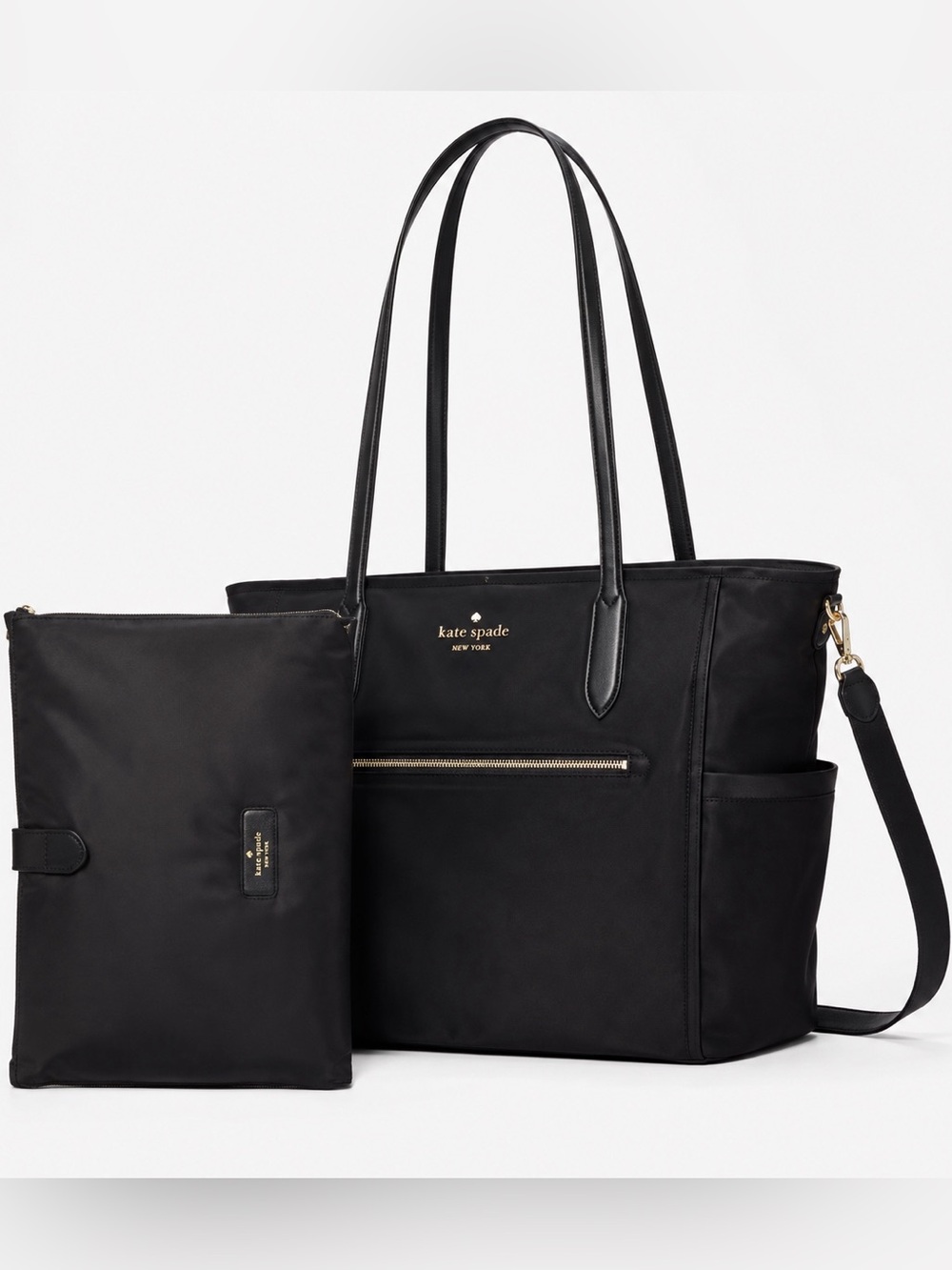 New Kate Spade Chelsea Baby Diaper Bag Tote in Black with Changing Pad Crossbody